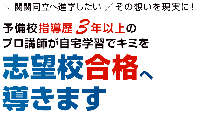 ＼関関同立へ進学したい／その想いを現実に！予備校指導歴3年以上のプロ講師が自宅学習でキミを